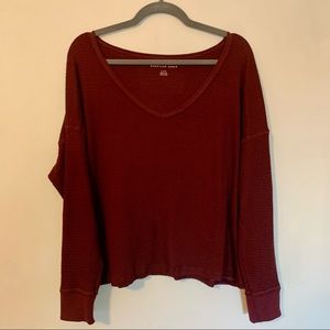 AE Soft & Sexy Plush V-Neck Waffle Shirt